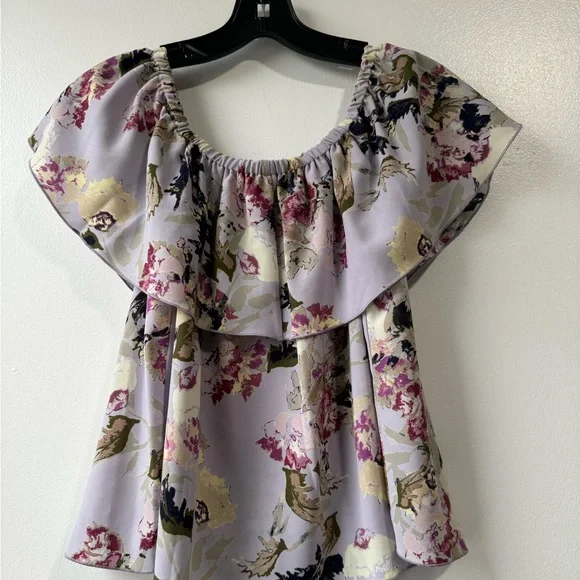 Wilfred Aritzia Promener Floral Off Shoulder Blouse Silk Trim Size Small - Picture 6 of 11